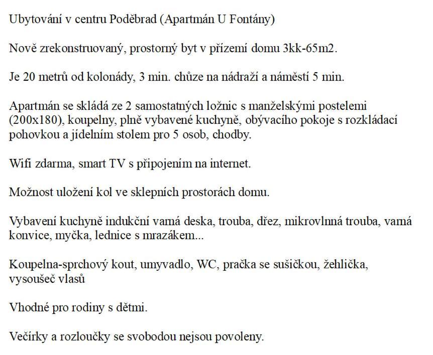 Apartman U Fontany Подебрады Экстерьер фото