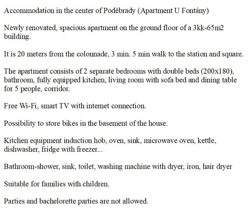 Apartman U Fontany Подебрады Экстерьер фото